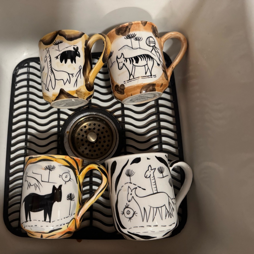Vintage Italy 🇮🇹 Starbucks Animal Print Mugs - Black, White, Brown, Yellow